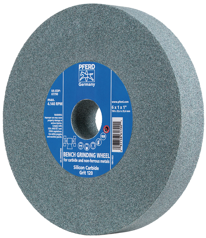 6'' x 1'' Vitrified Bench Wheel 1'' A.H., Silicon Carbide, 120 Grit